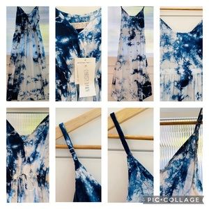 Christy Dawn Lincoln hand dyed Shibori midi dress OSFA sustainable clothing